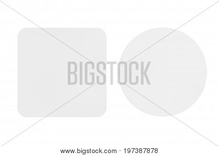 Two White Blank Beer Coasters on a white background. 3d Rendering