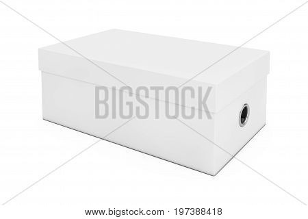 White Blank Cardboard Shoe Box Mockup for your Design on a white background. 3d Rendering