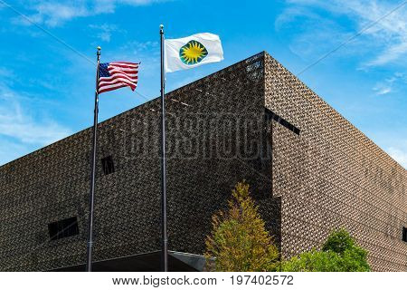 WASHINGTON, DC - JULY 12, 2017:  The National Museum of African American History and Culture, a Smithsonian Institution museum, located on the National Mall.