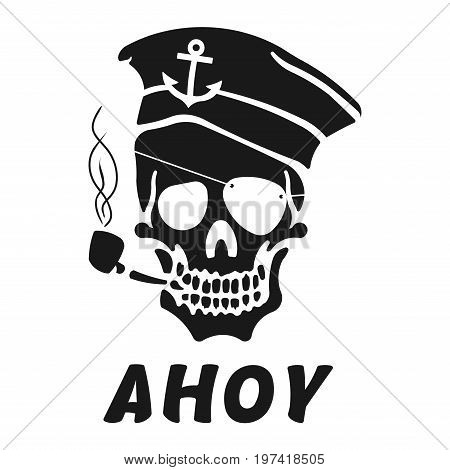 Vector image of skull captain with inscription 
