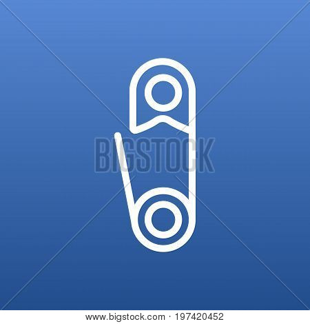 Vector Safety Pin Element In Trendy Style.  Isolated Pintle Outline Symbol On Clean Background.
