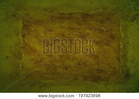 Greenish grungy background with brown middler and paper border