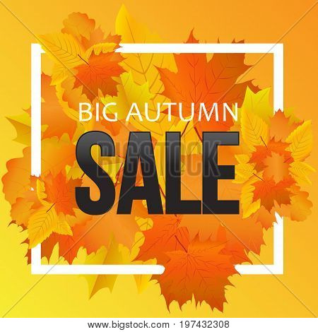 Autumn sale vector background, poster. Vector illustration.