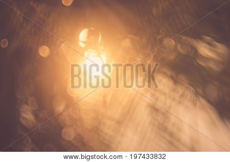 Copy Space Of Blur Palm Leaf On Blue Sky And White Clouds With Bokeh Sun Ligth Abstract Texture Back