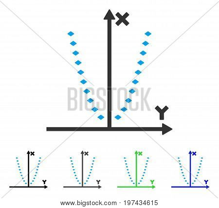 Dotted Parabola Plot flat vector pictograph. Colored dotted parabola plot gray black blue green icon variants. Flat icon style for application design.