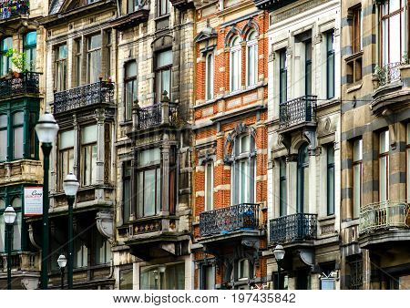 Old But Renovated Windows In Historical Part Of Bruxelles
