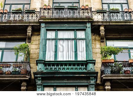 Old But Renovated Windows In Historical Part Of Bruxelles
