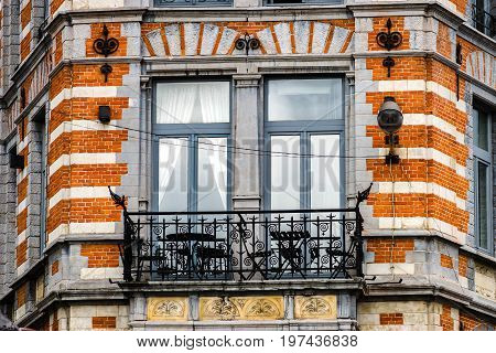Old But Renovated Windows In Historical Part Of Bruxelles
