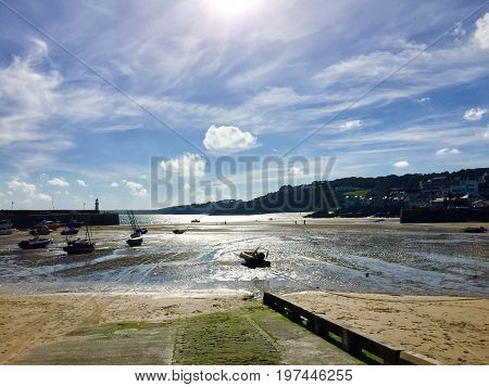 St Ives, Cornwall, harbour at low tide