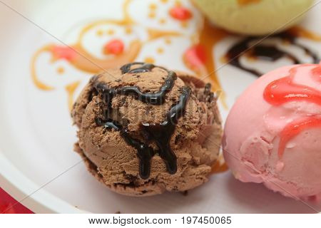 Scoops of ice cream - assorted flavors, sweet dessert