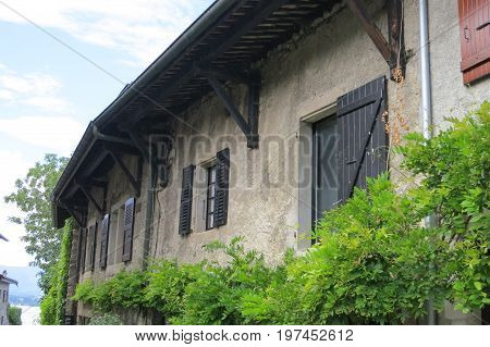 House in the medieval village of Nernier Haute-savoie France.
