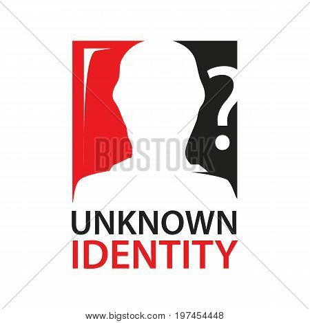 unknown identity sign with silhouette of a person within rectangle with question mark