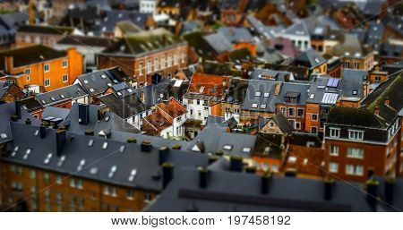 Tilt-shift Panoramic Aerial View Of Namur, Spring Day