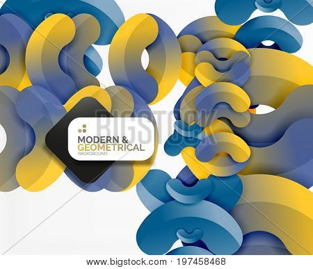 Abstract color geometric round shapes on white - elements with shadow, colorful composition