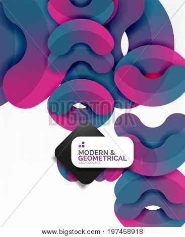 Abstract color geometric round shapes on white - elements with shadow, colorful composition