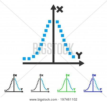 Gauss Plot flat vector illustration. Colored gauss plot gray black blue green pictogram versions. Flat icon style for application design.