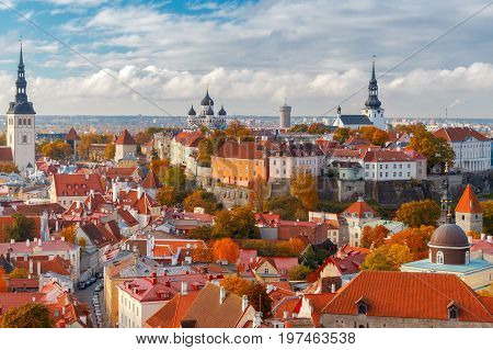 Tallinn, Estonia. View of the upper city on the hill Toompea.