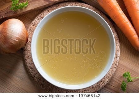 Bone Broth Made From Chicken Served In A Plate