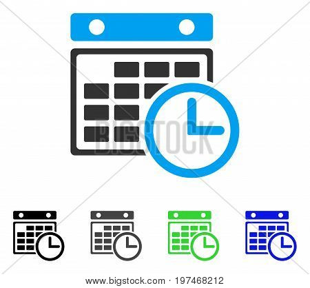 Timetable flat vector icon. Colored timetable gray, black, blue, green icon variants. Flat icon style for graphic design.