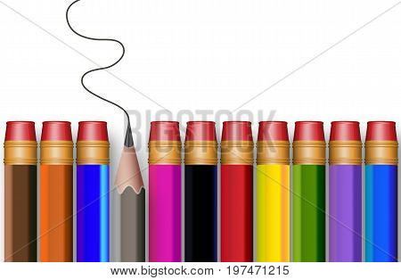 The concept of multi-colored pencils, vector art illustration.