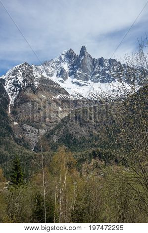 Panoramic view of Alps the highest and most extensive mountain range system that lies entirely in Europe