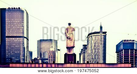 View on Mao Zedong monument in Chengdu China