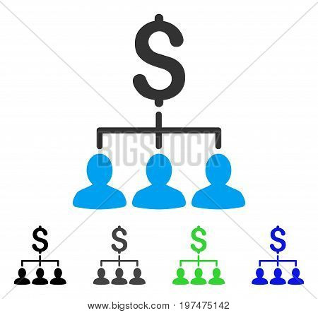 Payment Relations flat vector illustration. Colored payment relations gray, black, blue, green pictogram variants. Flat icon style for application design.