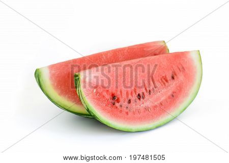Fresh watermelon slices on white background isolated