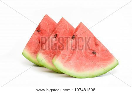 Fresh watermelon slices on white background isolated