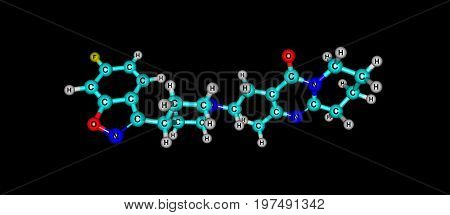 Risperidone is an antipsychotic medication. It is mainly used to treat schizophrenia bipolar disorder and irritability in people with autism. 3d illustration