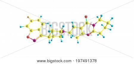 Risperidone Medication Molecular Structure Isolated On White