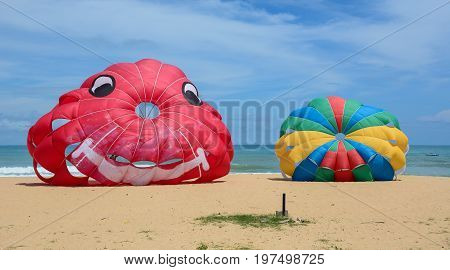 Playing Parasailing In Phuket, Thailand