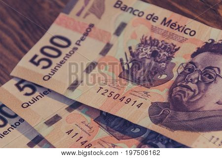 Five Hundred Mexican Pesos Bills Photograph