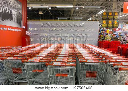 Vilnius Lithuania - June 13 2017: Nordica shopping center in Vilnius is very popular with locals and tourists.