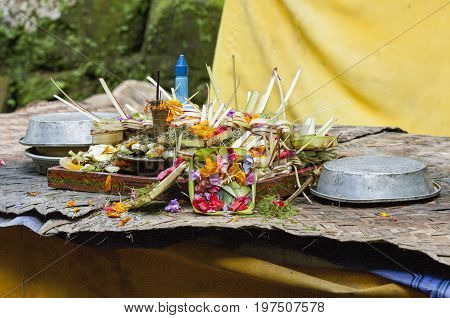Balinese Traditional Offering Hinduism Buddhism Odalan religion