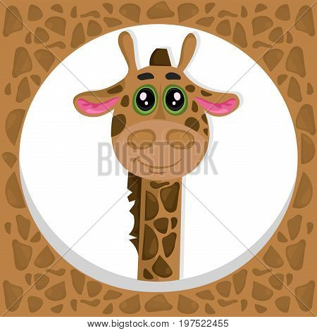 Brown giraffe cartoon Vector illustration template front view