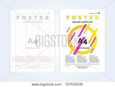 Grid the baseline of the text to build the frames. Brochure template for business and cover modern journal. Vector graphics.