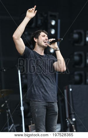 TWIN LAKES, WI- JUL 22: Morgan Evans performs during Country Thunder Music Festival on July 22, 2017 in Twin Lakes, Wisconsin.