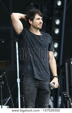 TWIN LAKES, WI- JUL 22: Morgan Evans performs during Country Thunder Music Festival on July 22, 2017 in Twin Lakes, Wisconsin.