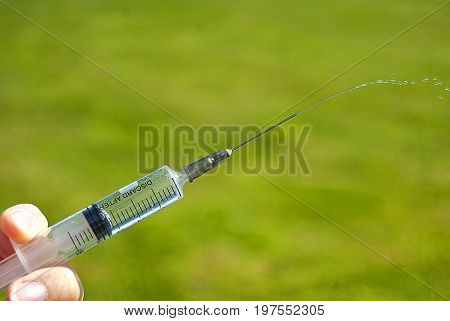 Closeup of a medical syringe used for medicine