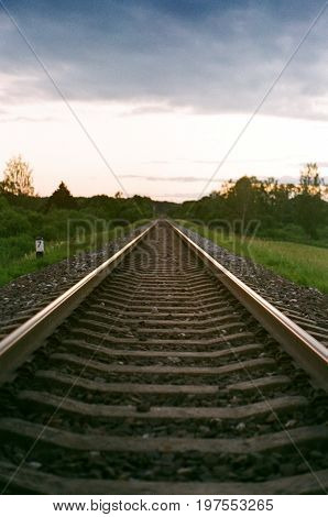 Steel rail tracks in Latvia - European railway