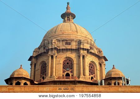 Architectural detail of the Rashtrapati Bhavan - president estate - Delhi, India 