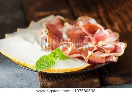 Spanish Tapas With Slices Jamon Serrano