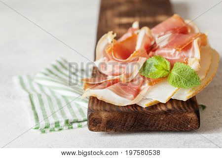 Spanish Tapas With Slices Jamon Serrano