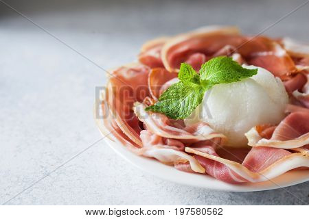 Spanish Tapas With Slices Jamon Serrano