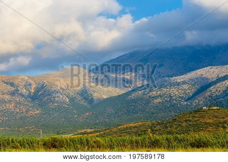 Beautiful Mountain Landscape Of Crete Near Malia, Greece