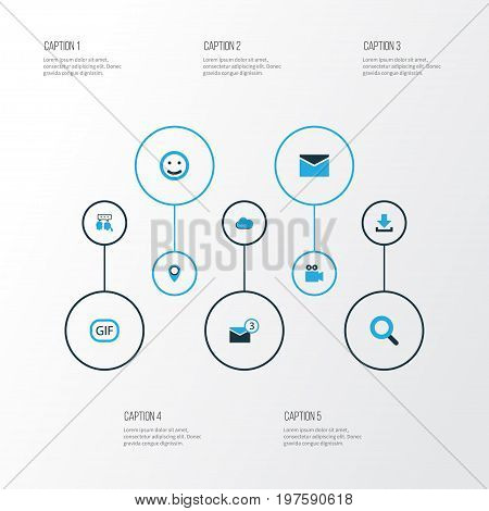 Media Colorful Icons Set. Collection Of Smile, Video Conversation, Download And Other Elements
