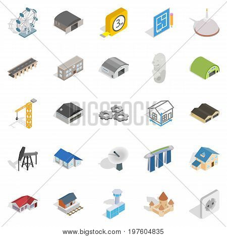 Architectonics icons set. Isometric set of 25 architectonics vector icons for web isolated on white background