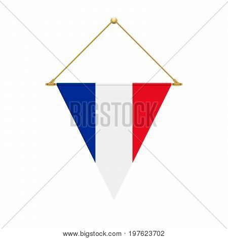 French Triangle Flag Hanging, Vector Illustration