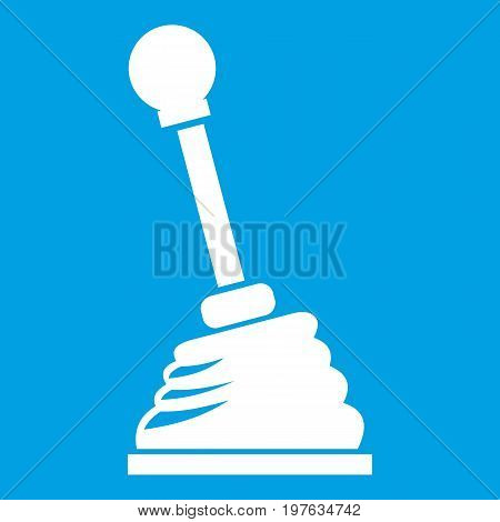 Gear stick icon white isolated on blue background vector illustration